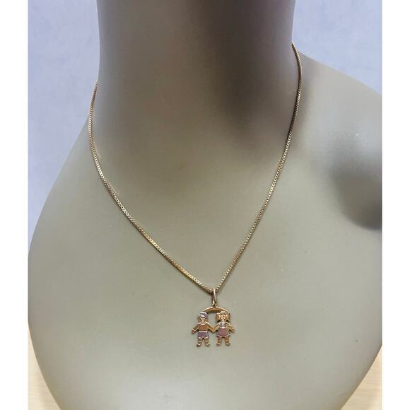 Vintage Galle Gold-Filled Kids Link Necklace GF 18K Gold 18” Length - Picture 1 of 7